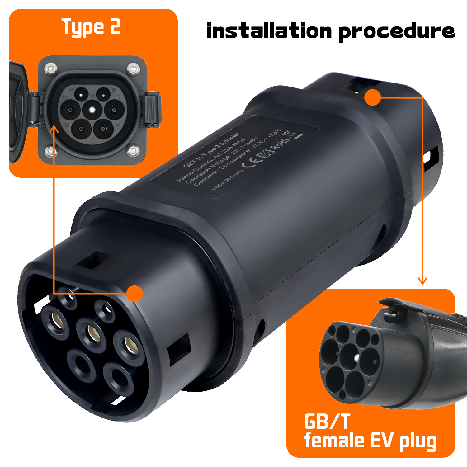 อะแดปเตอร์แปลงหัวชาร์จรถยนต์ไฟ - Ev Charger Type 2 22Kw 32A 3 Phase บทวิจารณ์และราคา